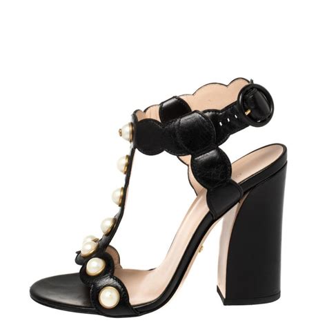 gucci willow t strap sandal|Gucci Willow Pearl Embellished Sandals EU 37 US 7 Black GG .